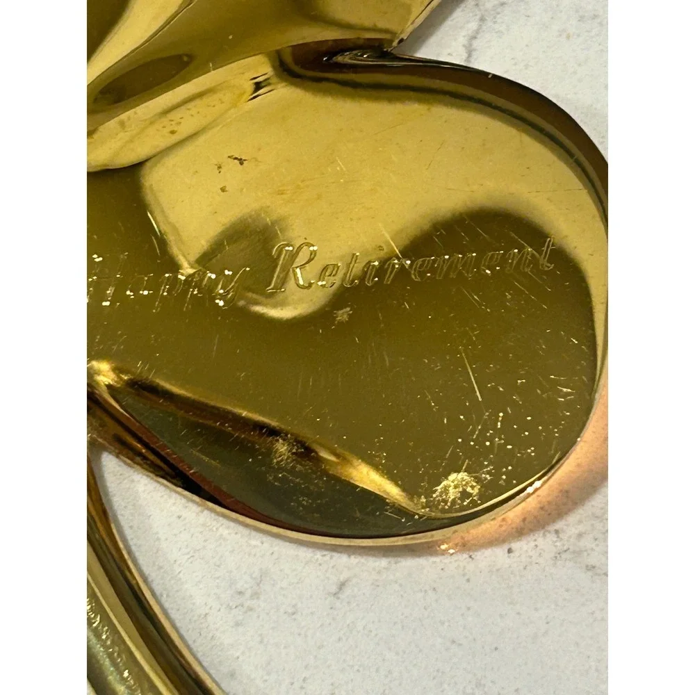 Gerity 24K Gold Electroplate Four Leaf Clover Paperweight Happy Retirement GMP - Picture 3 of 5